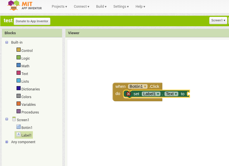 Set Label Text conectado